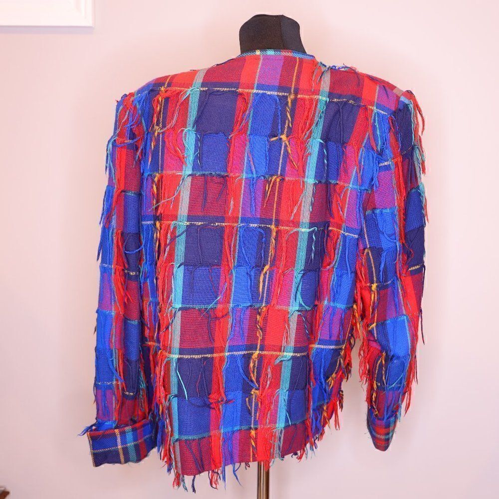 Vintage Crystal Handwoven Fringe Art Jacket Statement Piece Sz S - Picture 4 of 7